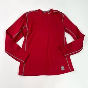 Nike Pro Combat Dri-Fit Shirt Mens Medium Red Fitted Hyperwarm Long Sleeve
